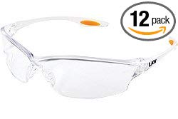 Crews LW210 Law 2 Safety Glasses Orange Temple Inserts w/ Clear Lens (12 Pair)