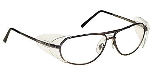 Glass Safety Glasses in Stylish Aviator-shape Metal Frame with Removable Side Shields - 62-14-135mm Eye Size - Photo Gray Extra Lens.