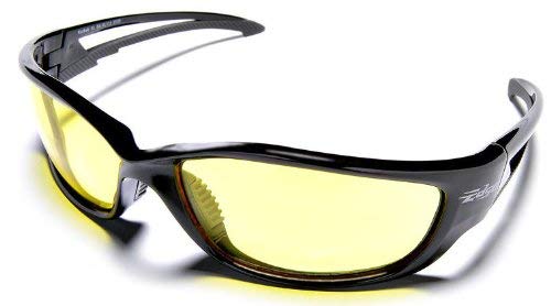 6 Pack Edge Eyewear SK-XL112 Kazbek XL Safety Glasses Extra Wide Black Frames Yellow Lens