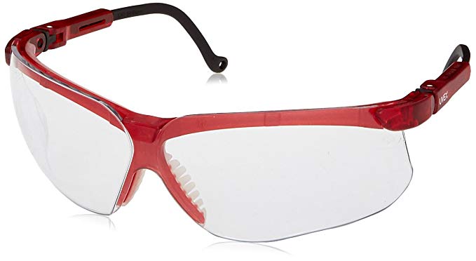 Uvex S3600 Genesis Safety Eyewear, Mercury Red Frame, Clear Ultra-Dura Hardcoat Lens