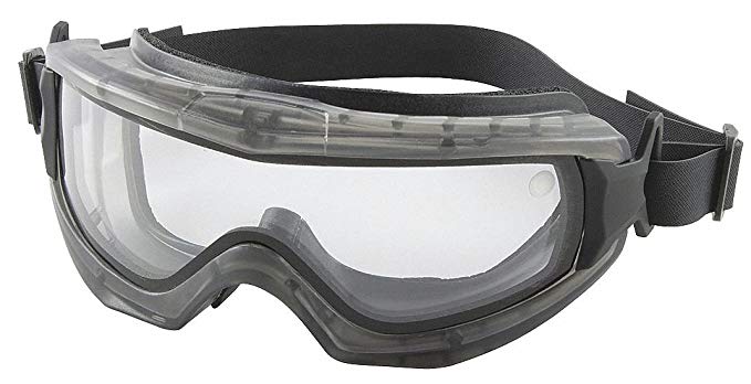 Bouton 251-65-0020 Indirect Vent Goggle with Gray Body, Clear Double Lens and Anti-Scratch / Anti-Fog Coating - Elastic Strap