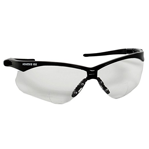 Jackson Safety V60 Nemesis Vision Correction Safety Glasses (28618), Clear Readers with +1.0 Diopters, Black Frame, 6 Pairs/Case