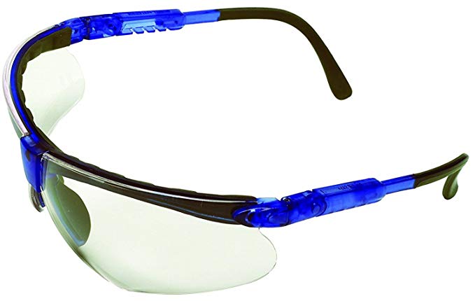 Safety Works 10041055 Padded Brow Guard Safety Glasses, Blue Frame, Clear Lens 2-Pack