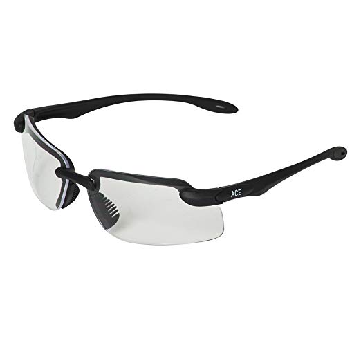 Jackson Safety Ace Safety Glasses (38501), Clear Lens, Lightweight Black Frame, 12 Pairs