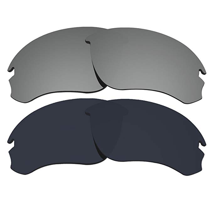 2 Pairs COLOR STAY LENSES 2.0mm Thickness Polarized Replacement Lenses for Oakley Speed Jacket OO9228 Black & Titanium