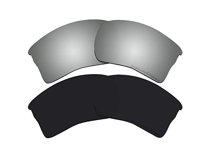 2 Pairs Polarized Lenses Replacement Black & Black Mirror for Oakley Quarter Jacket Sunglasses