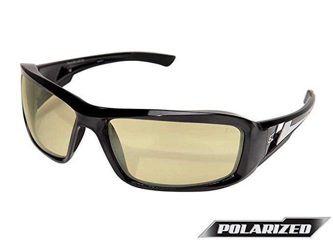 Edge Eyewear Brazeau Sunglasses, Black Frame, Polarized Yellow Lenses,