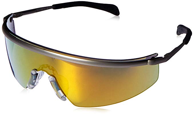 MCR Safety T311R Triwear Metal Safety Glasses with Platinum Frame and Fire Mirror Lens