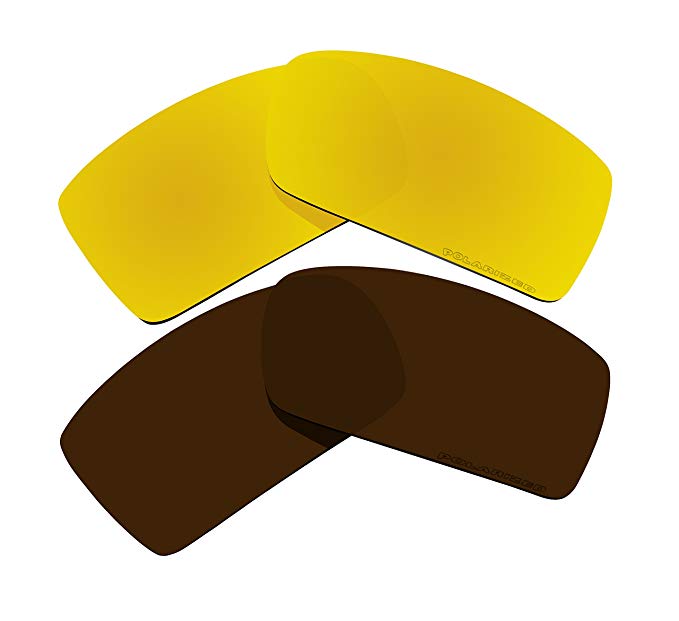 2 Pairs Polarized Replacement Lenses Brown & Gold for Oakley Gascan Sunglasses