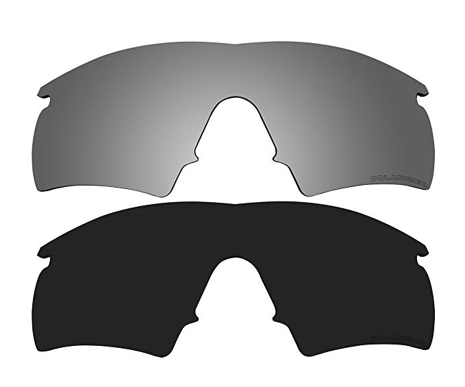 2 Pairs Polarized Lenses Replacement Black & Black Mirror for Oakley M Frame Hybrid, New (1999) Sunglasses