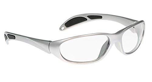 Glass Safety Glasses in Gray Unifit Nylon Frame, Wrap Around Design - Clear Lens