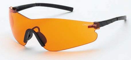 12 Pack Crossfire 30219AF Blade Frameless Safety Glasses Orange Lens - Black Temple