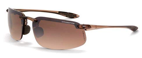 12 Pack Crossfire 211125 ES4 Safety Glasses HD Brown Flash Mirror Lens - Crystal Brown Frame