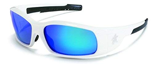 Crews SR128B Swagger Safety Glasses White w/ Blu Diamond Mirror Lens (12 Pair)