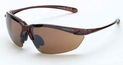 12 Pack Crossfire 9117 Sniper Safety Glasses HD Brown Flash Mirror Lens - Crystal Brown Frame