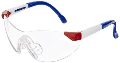 Sellstrom S70301 Dyno-Mite Series Child Size Protective Safety Glasses, Red White and Blue Frame, Clear Lens, Adjustable Temples, Soft Nose Bridge (Pack of 12)