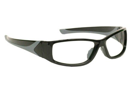 Glass Safety Glasses in Black Unifit Nylon Frame, Wrap Around Design - Photo Gray Extra Lens