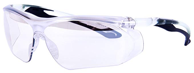 Forney 55429 Safety Glasses, Parralax with Black Flex Temple and Clear Frame, Clear Indoor-Outdoor Lens