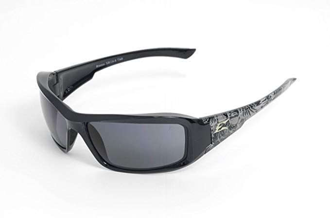 Edge Eyewear TXB216-S Brazeau Safety Glasses, Black Skull Series with Polarized Smoke Lens