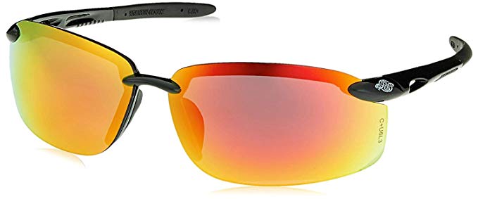 Crossfire Eyewear 12620 W ES5-W Safety Glasses with Black Temples and Red Mirror Lens (6 Pack)