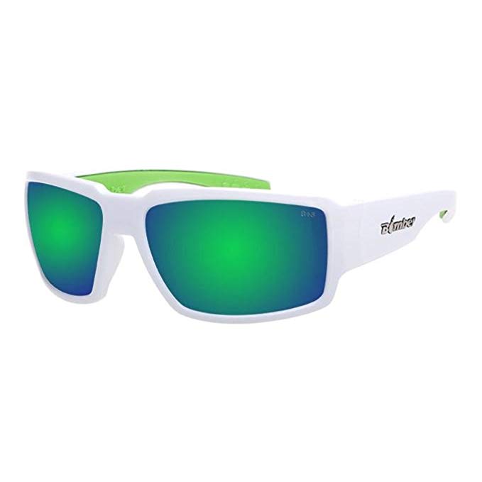 Bomber Sunglasses - Boogie Bomb Glossy White Frm/Green Mirror Pc Lens/Green Foam