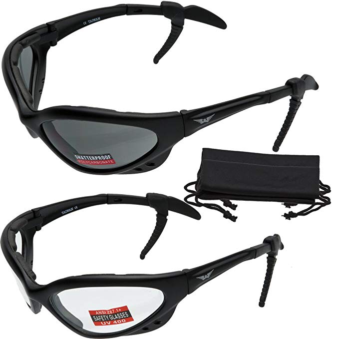 2 PAIRS - Neptune Foam Padded Safety Glasses ANSI Z87.1+