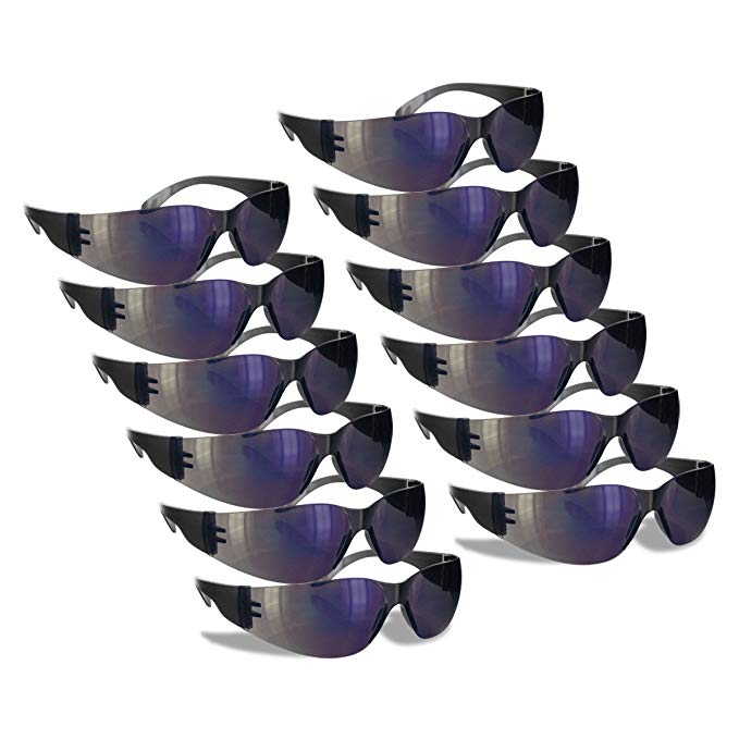 Rugged Blue Diablo Safety Glasses Pack of 12 (Blue Mirror)