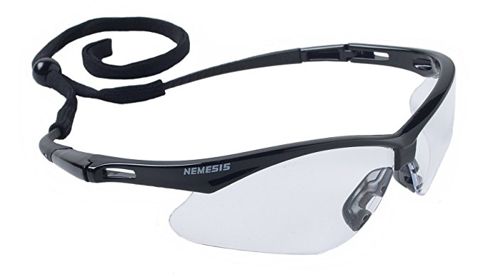 Jackson 3000355 KC 25679 Nemesis Safety Glasses Black Frame Clear Lens Anti Fog, 1 Pair