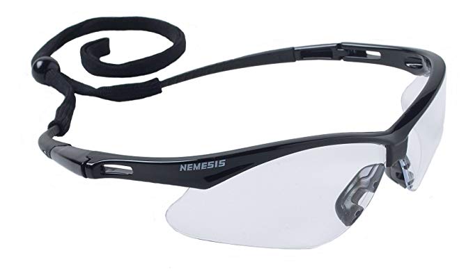 KIMBERLY-CLARK 25676 Jackson Safety V30 Nemesis Safety Glasses, Black Frame, Clear Lens,Pack of 12