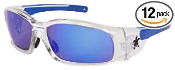 Crews SR148B Swagger Safety Glasses Clr Frame, Blu Diamond Mir Lens (12 Pair)