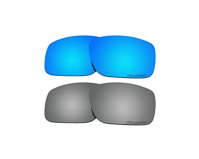 2 Pairs Polarized Replacement Lenses Blue & Black Mirror for Oakley Mainlink OO9264 Sunglasses
