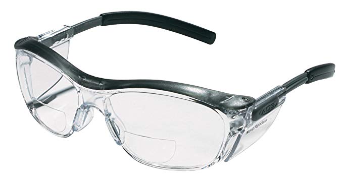 3M Reader Safety Glasses, 2.0 Diopter, Black Frame, Clear Lens