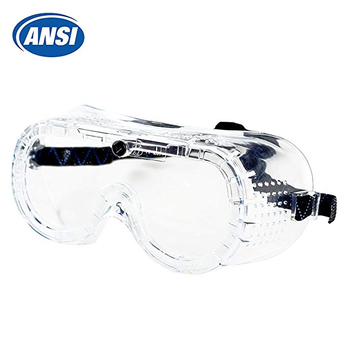 RK Safety RK-GG101 Heavy duty Industrial Protective Chemical Splash Safety Goggles, Glasses | Crystal Clear, Anti-Fog Design, High Impact Resistance (Pack of 12, GG101)