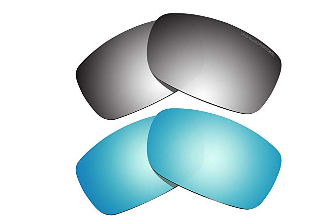 2 Pairs Polarized Lenses Replacement Blue & Black Mirror for Oakley Fives Squared (2008) Sunglasses