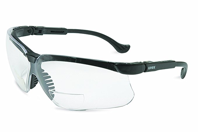 Uvex S3764 Genesis Reading Magnifiers Safety Eyewear +3.0, Black Frame, Clear Ultra-Dura Hardcoat Lens