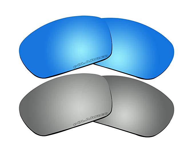 2 Pairs Polarized Lenses Replacement Blue & Black Mirror for Oakley Scalpel Sunglasses