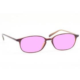 COMPUTER GLASSES WITH PINK POLYCARBONATE DOUBLE SIDED ANTI-REFLECTIVE COATING, SCRATCH COATING AND UV PROTECTION - BROWN PLASTIC FRAME - 51-18