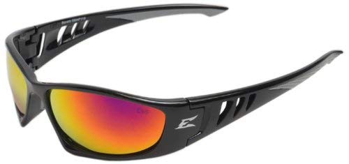 Edge Eyewear SBAP119 Baretti Safety Glasses, Black with Aqua Precision Red Mirror Lens