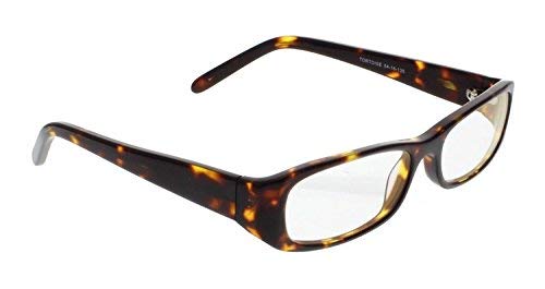 COMPUTER GLASSES WITH CLEAR POLYCARBONATE DOUBLE SIDED ANTI-REFLECTIVE COATING, SCRATCH COATING AND UV PROTECTION - TORTOISE PLASTIC FRAME - 54-16-135