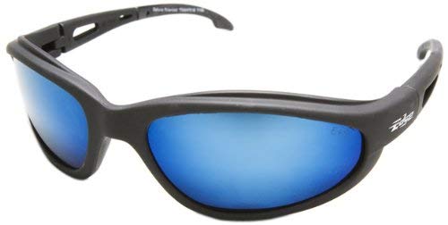 Edge Eyewear TSMAP218 Dakura Polarized Safety Glasses, Black with Aqua Precision Blue Mirror Lens