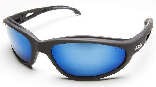 Edge Eyewear TSMAP218 Dakura Polarized Safety Glasses, Black with Aqua Precision Blue Mirror Lens by Edge Eyewear