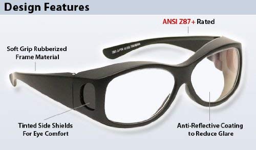 Anti-Reflective Fitover Safety Glasses Clear Lens