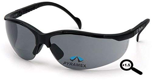 Pyramex V2 Readers Glasses - Gray + 1.5 Lens, Black Frame