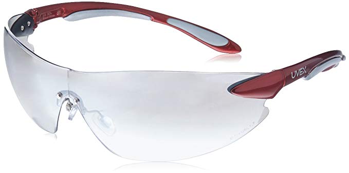Uvex S4412 Ignite Safety Eyewear, Metallic Red and Silver Frame, SCT-Reflect 50 Hardcoat Lens