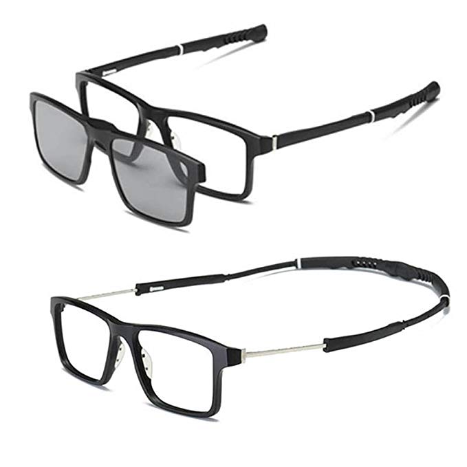 SUMDA Men sport myopia Eyeglass Frame Optical basketball Glasses + 2pcs sunglasses polarized lens