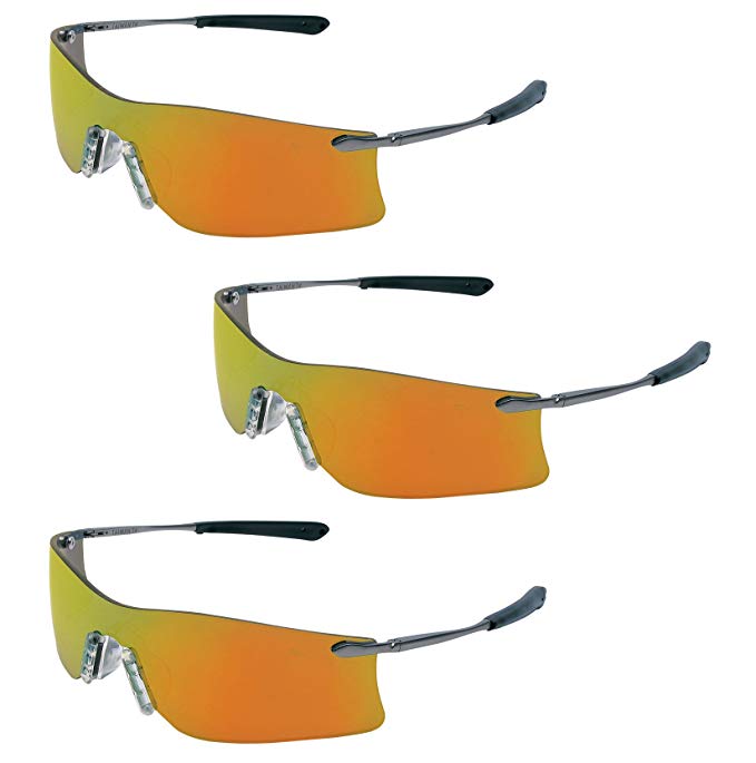 (3 Pair) MCR Safety Glasses Fire Mirror Lens Rubicon T411R