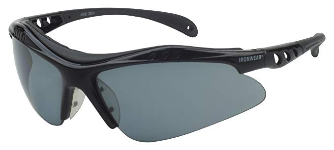 Ironwear Troy 3000 Series Nylon Protective Safety Glasses with Brow Guard, Polarized Lens, Black Frame (3000-B-P)