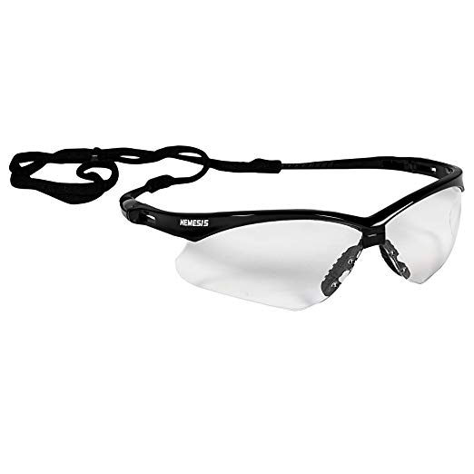 Jackson Safety Nemesis Safety Glasses 25679, Clear Anti-Fog Lens with Black Frame, 12 Pairs/Case