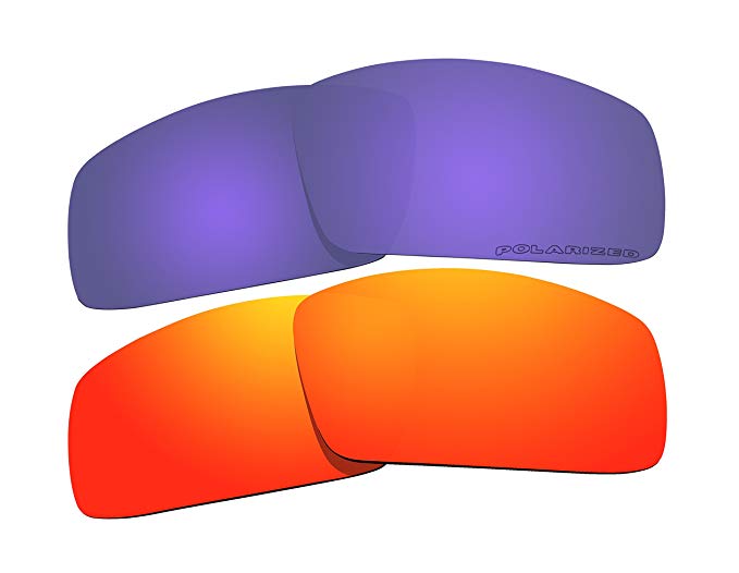 2 Pairs Polarized Replacement Lenses Fire Red & Purple for Oakley Canteen (2006) Sunglasses